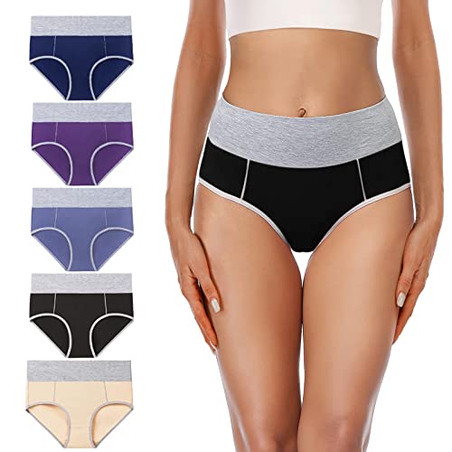 Senllori Unterhosen Damen Hohe Taille Baumwolle Unterwäsche Taillenslip Frauen Slips Mehrfarbig Größe L von Senllori