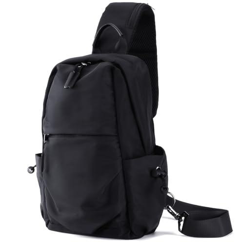 Seoky Rop Herren Damen Sling Bag Rucksack Leicht Wasserabweisend Schulter Crossbody Taschen für Reisen, Schwarz, Large, Sling Rucksäcke von Seoky Rop