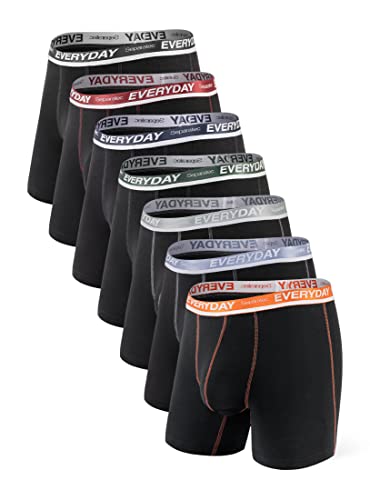 Separatec 7 Pack Multicolour für alltägliche Herren-Boxershorts Atmungsaktive Unterwäsche-Shorts aus weicher Baumwolle mit unterstützender separater Doppeltasche,M,Lang-schwarz von Separatec