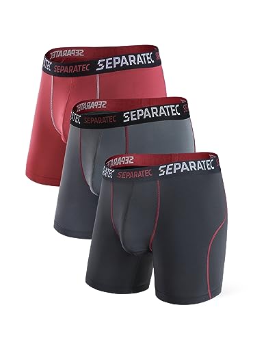 Separatec Sport Boxershorts Herren Schnelltrocknende Unterhosen Männer mit Doppelter Beutel Retroshorts 3er Pack von Separatec