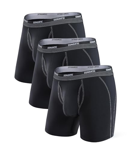 Separatec Sport Male Boxershorts Schnelltrocknende Herren Unterhosen mit Doppelter Beutel Retroshorts 3er Pack von Separatec