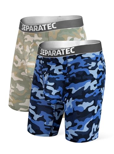 Separatec Herren Boxershorts Weiche Baumwolle 3er Pack oder Schnelltrocknende Polyamid Sportliche Unterhosen 2er Pack Retroshorts mit Doppelter Beutel von Separatec