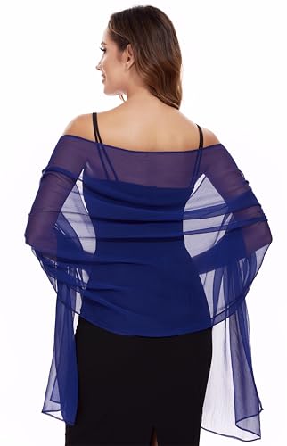 Sepsap Damen-Schal, Schal und Wraps für Abendveranstaltungen, Partykleider, durchscheinend, weich, seidig, Chiffon, Hochzeit, Brautschal, Königsblau, 79"*18" von Sepsap