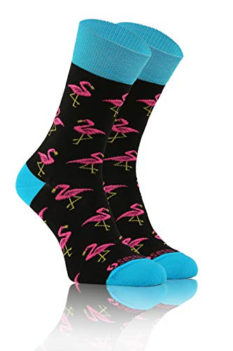 sesto senso Lustige Baumwolle Socken Damen Herren Bunte Ungleiche Funny Socks 43-46 Flamingo von sesto senso