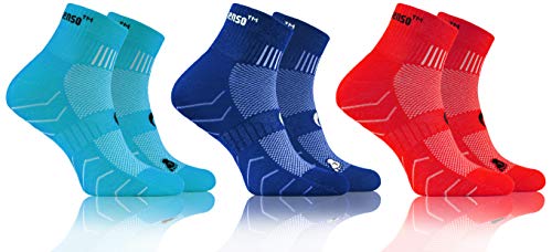 sesto senso Baumwolle Sportsocken Damen Herren Bunte Sport Socken 3-6 Paar Türkis Rot 35-38 3 Pack Blau von sesto senso