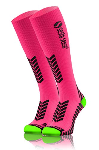 sesto senso Kompressionsstrümpfe Damen Herren 1 Pack Hohe Sportsocken Laufsocken 39-42 Rosa von sesto senso