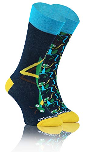 sesto senso Lustige Baumwolle Socken Damen Herren Bunte Ungleiche Funny Socks Gottesanbeterin 39-42 Modliszka von sesto senso