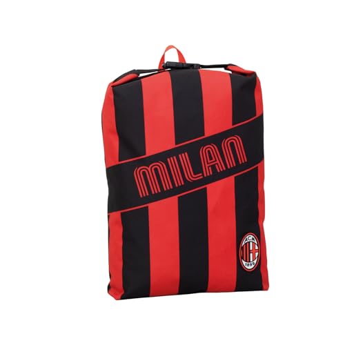 Rucksack Sport – FREETIME PACK A.C. Milan Fußball, Schwarz Rot – Rucksack für Jungen, Kinderrucksack – super geräumig – Öffnung mit Reißverschluss – Sportrucksack, Schwarz und Rot., Taglia Unica, von Seven