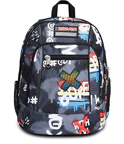 Seven Rucksack, Backpack für Schule, Uni & Freizeit, Geräumige Schultasche für Teenager, Mädchen, Jungen, Gepolsterter Schulranzen; mit Laptopfach -Advanced ROCK ON BOY, mehrfarbig von Seven