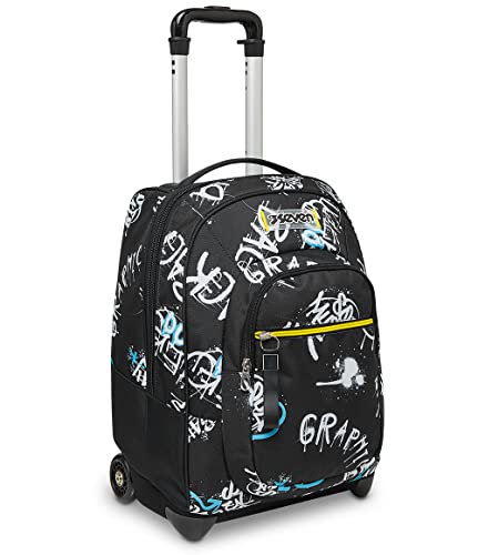 Seven TROLLEY, 2 in 1, Schulranzen mit Rollen, Rucksack mit Trolleyfunktion für Kinder, ab 1. Klasse, für Schule, Reisen, Mädchen&Jungen, schwarz, ABSTRACT GRAFFITI von Seven