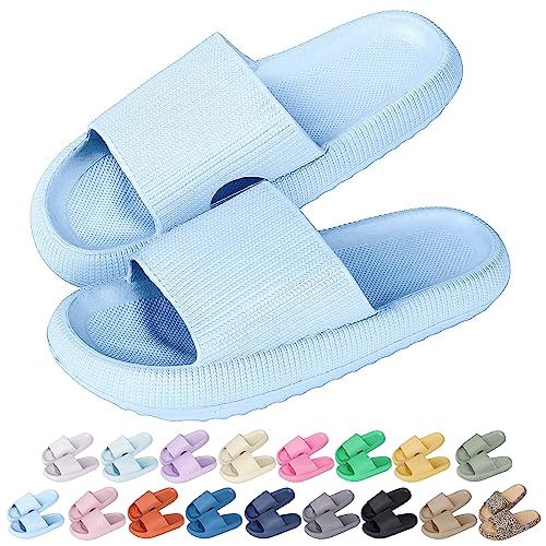 Sfit Badelatschen Damen Herren Wolkenschuhe Eva Badeschuhe Cozislides Badeschlappen rutschfeste Dusch Pantoletten Sommer Cozy Slides Schlappen,Himmelblau,38/39 EU von Sfit