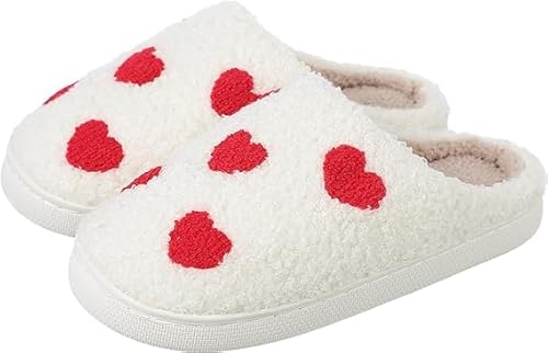 Sfit Hausschuhe Damen Herren Winter Plüsch Pantoletten Flauschige Slippers Niedliche Cartoon Hauspantoffeln Kuschelige Schlappen Warme Schuhe Indoor,Klein Herz,40/41 EU von Sfit