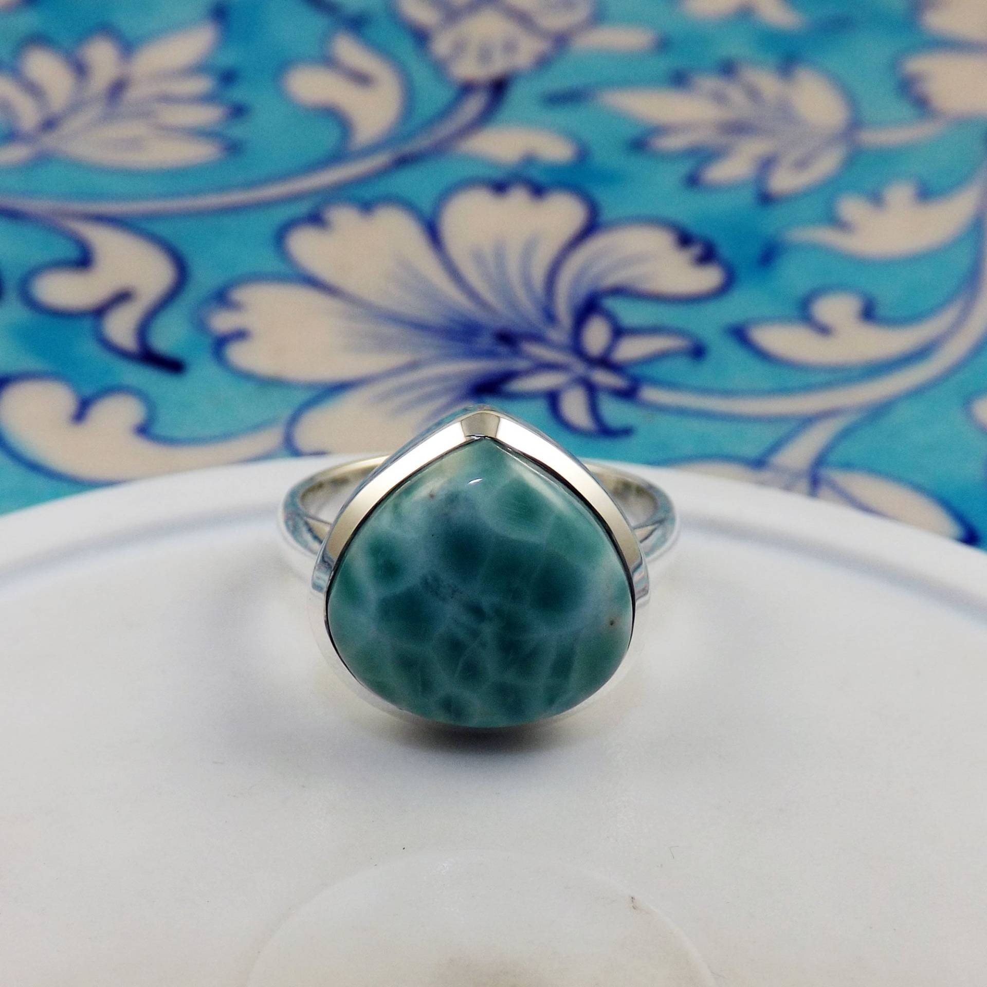 Larimar Ring, Herz Form Massiver 925 Silber Winziger Ringe, Schmuck, Für Sie Geschenk, Größe 8Us, Jpx513 von ShalzDesigns