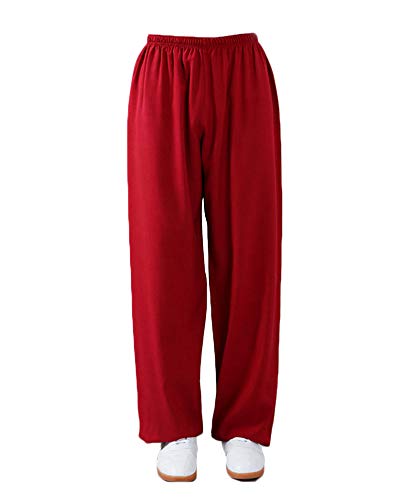 Kampfsporthose Tai Chi Hosen Traditionelle Trainingshosen Taiji Kung Fu Wing Chun Shaolin Klassische Kleidung Unisex Rot S von Shaoyao