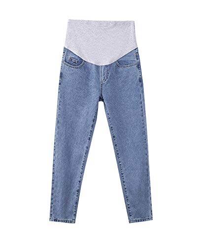 Shaoyao Damen Umstandshose Leggings Jeans Schwangerschafts Hose mit Bauchband Hellblau Etikett M/EU 36 von Shaoyao