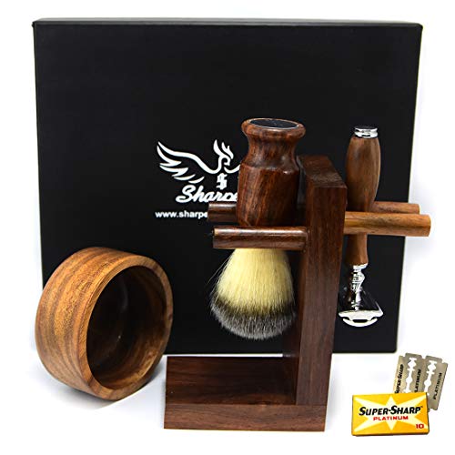 Grooming Shaving Set For Men, Double-sided Safety Razor, Pure synthetic Hair Brush wood Handle, Wood Shaving Bowl And Shaving Stand Kit, Best Gift For Gentleman Grooming Shaving Set For Men, Double-sided Safety Razor, Pure synthetic Hair Brush wood Handle, Wood Shaving Bowl And Shaving Stand Kit, Best Gift For Gentleman von Sharpend