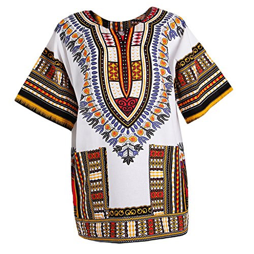 Sharplace Damen Kurzarm Sommer Traditionelle Afrikanische Kleider Afrika Style Minikleid Dashiki Cocktailkleid - Gelb, wie beschrieben von Sharplace