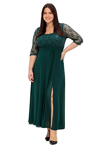 Sheego Damen Große Größen Abendkleid mit weitem Rockteil Abendmode feminin Rundhals-Ausschnitt Pailletten Sheego Damen Große Größen Abendkleid mit weitem Rockteil Abendmode feminin Rundhals-Ausschnitt Pailletten von Sheego