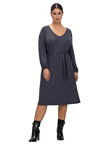 Sheego Damen Große Größen Jerseykleid mit Alloverprint Citywear feminin V-Ausschnitt - Sheego Damen Große Größen Jerseykleid mit Alloverprint Citywear feminin V-Ausschnitt - von Sheego