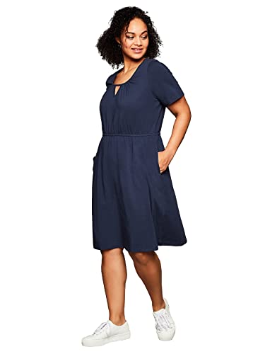 Sheego Damen Große Größen Jerseykleid mit Cut-Out am Ausschnitt Jerseykleid Basicmode feminin Rundhals-Ausschnitt Raffung unifarben von Sheego