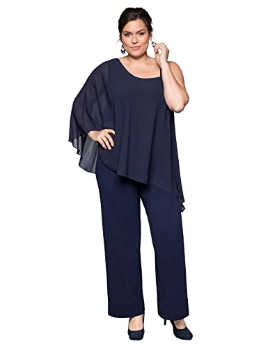 Sheego Damen Große Größen Overall im Lagenlook mit Fledermausärmel Jumpsuit Abendmode elegant eckiger Ausschnitt - unifarben von Sheego