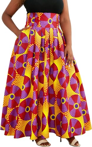 SHENBOLEN Frauen afrikanischen Druck Maxirock Ankara Hohe Taille Rock Ethnische Lange Rock, A, X-Groß von Shenbolen