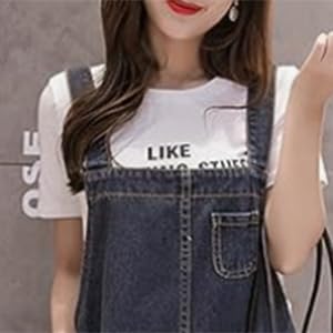 Shengwan Damen Langes Jeanskleid Lose Latzkleid Latzrock Jeansrock Trägerkleid Freizeitkleid Große Größe Blau XXL von Shengwan