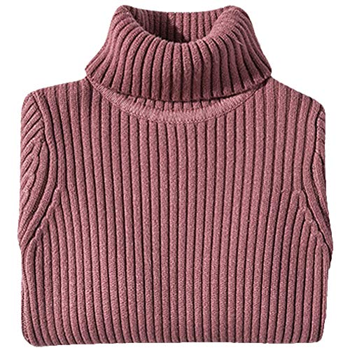 Shengwan Rollkragenpullover Kinder Mädchen Jungen Warm Herbst Winter Langarm Strickpullover Dunkelpink 110 von Shengwan