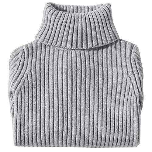 Shengwan Rollkragenpullover Kinder Mädchen Jungen Warm Herbst Winter Langarm Strickpullover Grau 90 von Shengwan