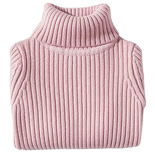 Shengwan Rollkragenpullover Kinder Mädchen Jungen Warm Herbst Winter Langarm Strickpullover Pink 150 von Shengwan