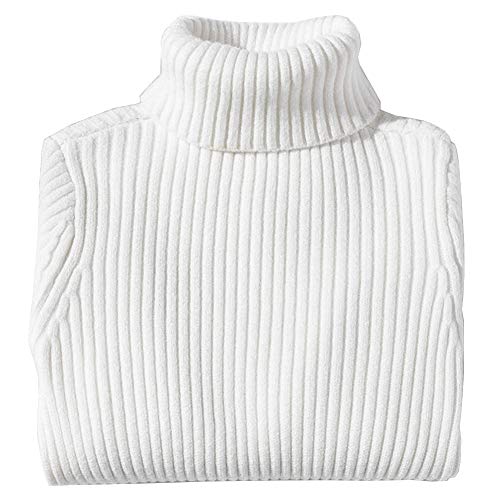 Shengwan Rollkragenpullover Kinder Mädchen Jungen Warm Herbst Winter Langarm Strickpullover Weiß 140 von Shengwan