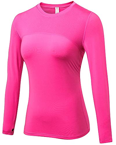 Shengwan Sports Kompressionsshirt Damen Schnell Trocknend Funktionsshirts Base Layer Langarm Laufshirt Rose S von Shengwan