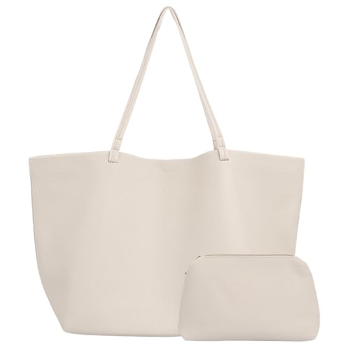 Shengxi Große Schultertasche PU Leder, Große Handtasche Damen weiß Mit einer kleinen Tasche, Shopper tasche damen groß für College Schule Arbeit Alltag und Reisen, Off white Shengxi Große Schultertasche PU Leder, Große Handtasche Damen weiß Mit einer kleinen Tasche, Shopper tasche damen groß für College Schule Arbeit Alltag und Reisen, Off white von Shengxi