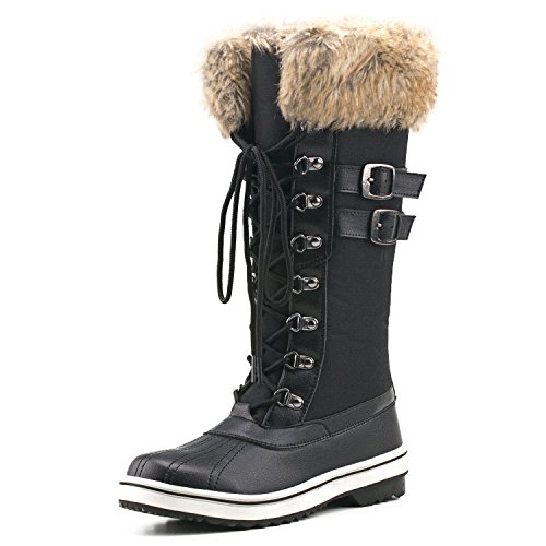 Shenji Damen Schneestiefel Halbschaft Warm Gefüttert Moderne Schnürstiefel H7627 Schwarz 37 von Shenji