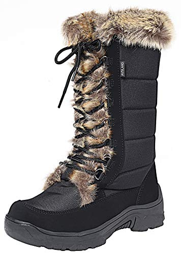 Shenji Damen Schneestiefel Halbschaft Warm Gefüttert Schnürstiefel H7623 Neu Schwarz 38 von Shenji