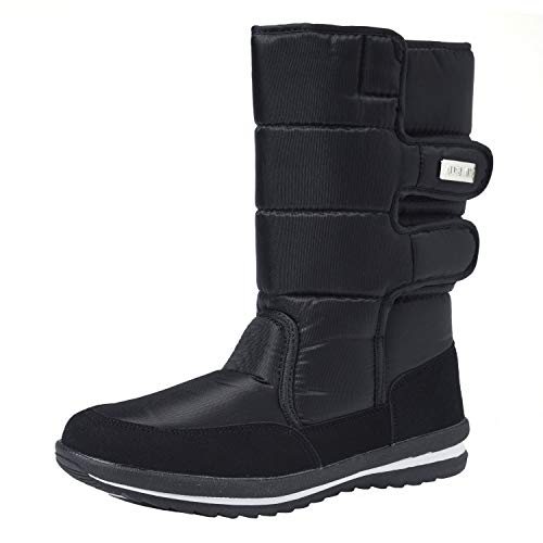 Shenji Damen Schneestiefel Halbschaft mit Klettverschluss Stiefeletten Warm Gefüttert H1037 Schwarz 36 von Shenji