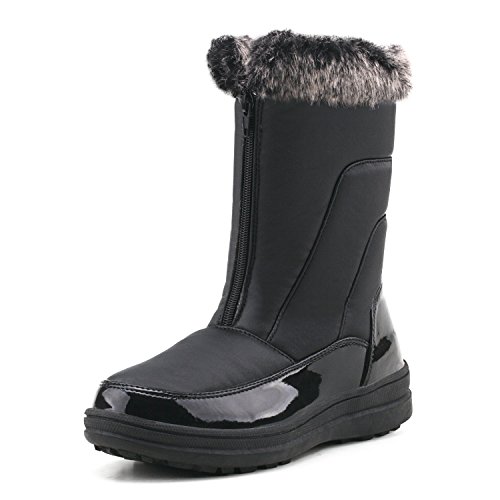 Shenji Damen Winterstiefel Halbschaft Bequem Schneestiefel Warm Gefüttert H7628 Schwarz 38 von Shenji