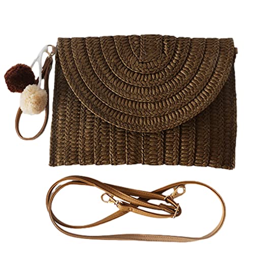 shenrongtong Damen Strohtasche - Strandgewebte Handtaschen - Handgewebte Rattan-Clutch mit Webverfahren für Geldbörsen, Einkäufe, Mobiltelefone von Shenrongtong