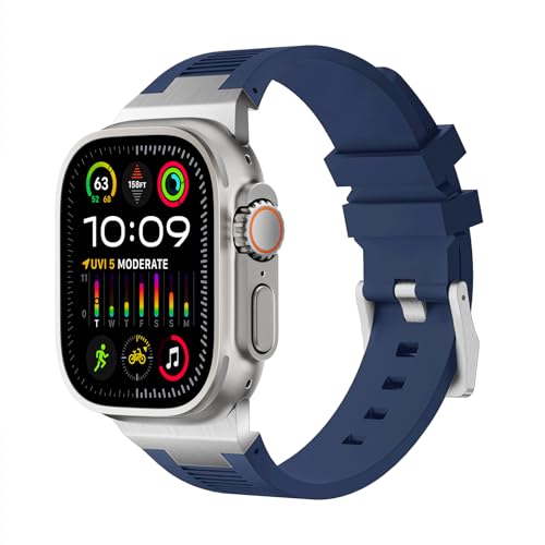 Shesyuki Herren Sport Apple Watch Band Kompatibel mit Apple Watch Ultra 2/Ultra Armband 49mm 45mm 44mm 42mm, Weiches Silikon Uhrenarmband Entworfen für iWatch Serie 9 8 7 6 SE 5 4 3 2 1 von Shesyuki