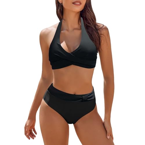 Shffuw Bikini Damen Set Zweiteiliger Badeanzug Bauchkontrolle Bikini Sets Push Up Strandmode Bikini Hoher Taille Badeanzug Sexy Triangel Swimsuit Sport Bikini-Sets für Damen Mädchen Schwimmanzug von Shffuw