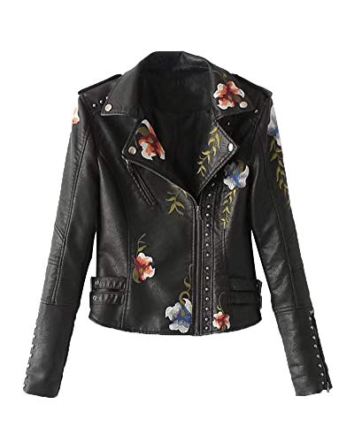 Retro Lederjacke Damen Mit Nieten Lederoptik Jacke Kunstleder Bikerjacke Nietenjacke Übergangsjacke Schwarz XL Retro Lederjacke Damen Mit Nieten Lederoptik Jacke Kunstleder Bikerjacke Nietenjacke Übergangsjacke Schwarz XL von ShiFan