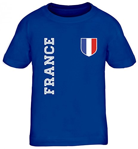 Frankreich Fußball WM Fanshirt Gruppen Kinder T-Shirt Rundhals Mädchen Jungen Fan Trikot France, Größe: 152/164,royal blau von ShirtStreet