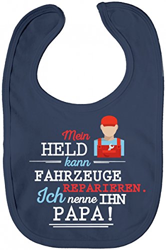 Geschenk zum Vatertag KFZ Mechaniker Lätzchen Baumwolle Baby Bib Jungen Mädchen Papa - Mein Held kann Fahrzeuge reparieren, Größe: OneSize,Nautical Navy Geschenk zum Vatertag KFZ Mechaniker Lätzchen Baumwolle Baby Bib Jungen Mädchen Papa - Mein Held kann Fahrzeuge reparieren, Größe: OneSize,Nautical Navy von ShirtStreet