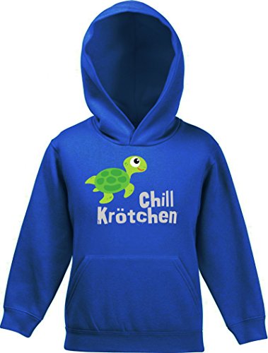 ShirtStreet Turtle Schildkröte Kinder Kids Kapuzen Hoodie - Pullover mit Chillkrötchen 1 Motiv, Größe: 140,Royal Blau von ShirtStreet
