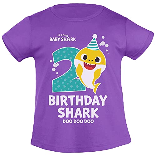 Baby Mädchen Tshirt Kleinkind Birthday Baby Shark Geburtstags T-Shirt 2 Jahre 128 Lila von Shirtgeil