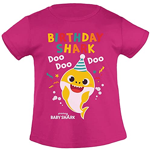 Mädchen T-Shirt Geburtstag - Baby Shark 2 3 4 5 Geburtstagskind Birthday Shark 116 Beere von Shirtgeil