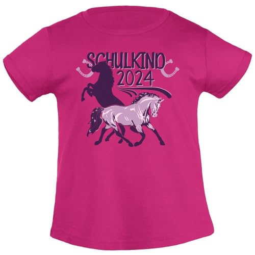 Schulkind 2024 - Einschulung Mädchen Geschenk Pferd Mädchen T-Shirt 128 Beere von Shirtgeil