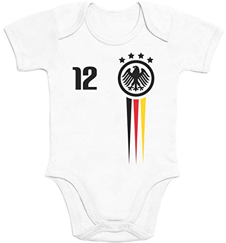 Shirtgeil Baby Body Fussball EM Deutschland Nationalmannschaft Kurzarm Strampler Junge Mädchen 3-6 Monate Weiß von Shirtgeil