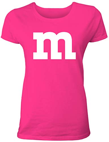 Lustiges Fasching & Karneval Frauen Gruppen T-Shirt mit M Aufdruck in bunten Farben m & m und m für Damen in pink von Shirtoo