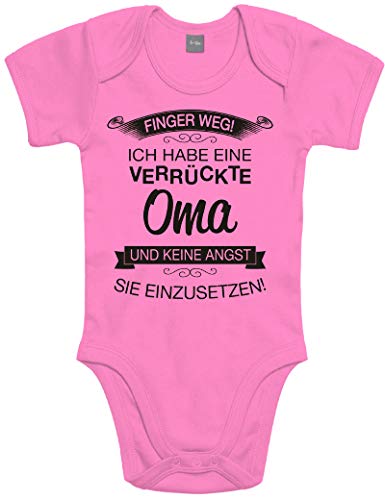 Shirtoo Supersüßer Baby Body Strampler Finger Weg! Ich Habe eine verrückte OMA für Jungen und Mädchen als Geschenk zur Geburt/Erstausstattung von Shirtoo